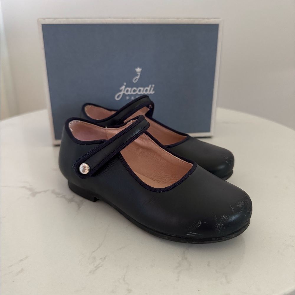 Jacadi Navy Blue Leather Toddler Mary Jane Shoes - SZ 24/US 7.5